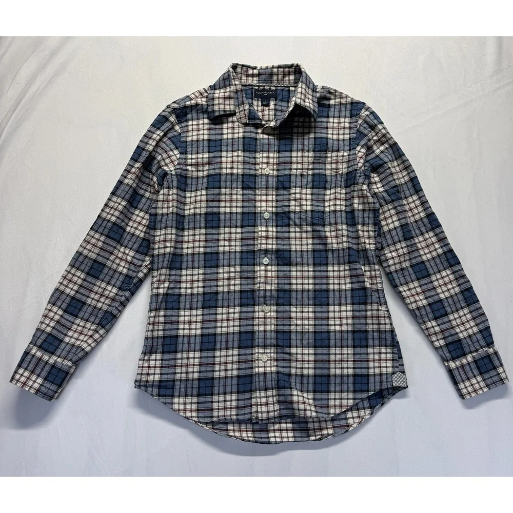 Banana Republic Shirt Men Small Multicolor Plaid Cotton Pleated Button Up Casual